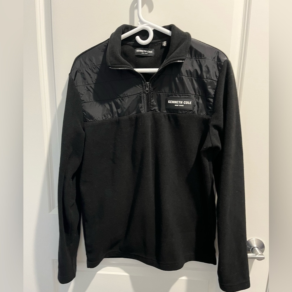 Kenneth Cole Black Quilted Quarter-Zip Jacket